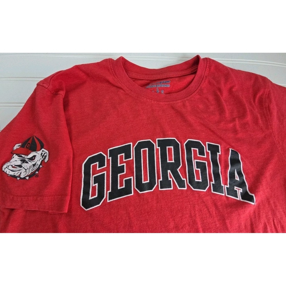 MENS Champion GEORGIA BULLDOGS T SHIRT FOOTBALL LARGE RED GRAPHIC NCAA